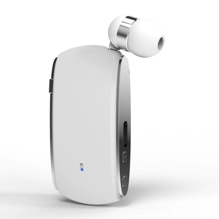 K68 Card Business Collar Clip Type Single Ear Bluetooth Earphones(White) - Bluetooth Earphone by buy2fix | Online Shopping UK | buy2fix