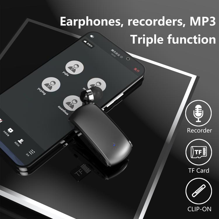 K68 Card Business Collar Clip Type Single Ear Bluetooth Earphones(White) - Bluetooth Earphone by buy2fix | Online Shopping UK | buy2fix
