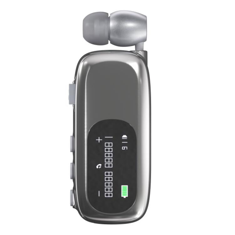K75 Long Battery Life Business Collar Clip Type Single Ear Bluetooth Earphones(Bright Silver) - TWS Earphone by buy2fix | Online Shopping UK | buy2fix