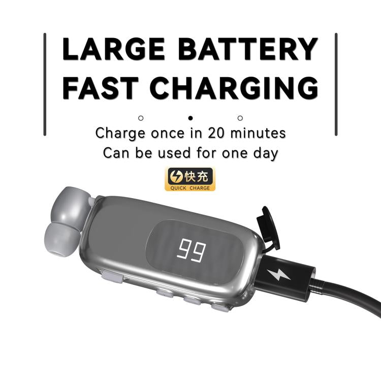K75 Long Battery Life Business Collar Clip Type Single Ear Bluetooth Earphones(Matt Silver) - In Ear Wired Earphone by buy2fix | Online Shopping UK | buy2fix