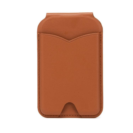 Hinge Mirror Phone Holder Leather Card Bag(Brown) - Adhesive Card Holders by buy2fix | Online Shopping UK | buy2fix