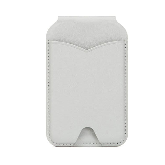 Hinge Mirror Phone Holder Leather Card Bag(Light Grey) - Adhesive Card Holders by buy2fix | Online Shopping UK | buy2fix