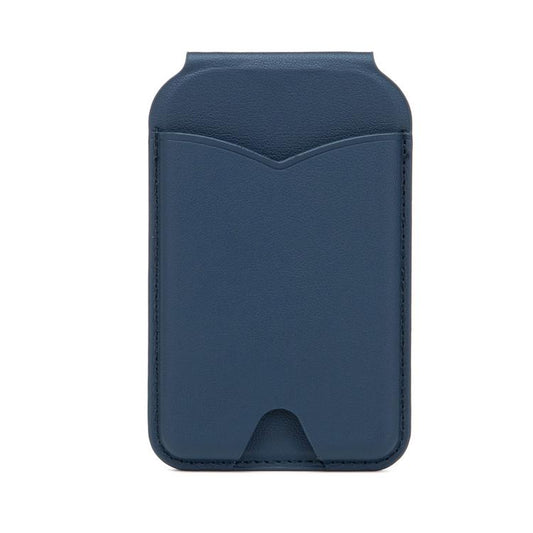 Hinge Mirror Phone Holder Leather Card Bag(Dark Blue) - Adhesive Card Holders by buy2fix | Online Shopping UK | buy2fix