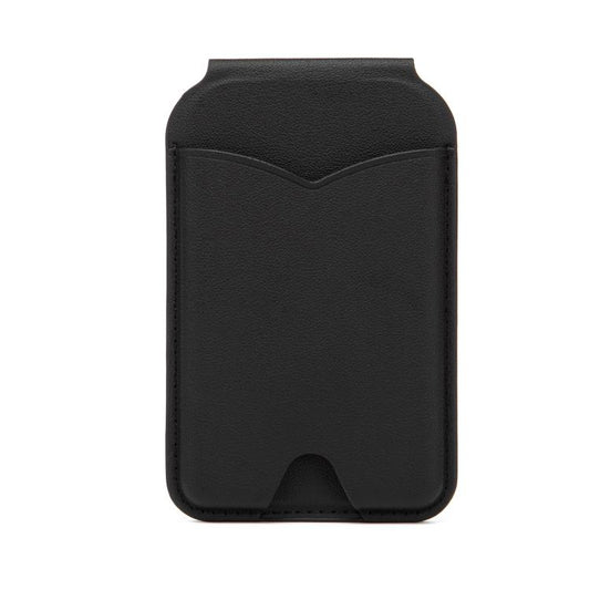Hinge Mirror Phone Holder Leather Card Bag(Black) - Adhesive Card Holders by buy2fix | Online Shopping UK | buy2fix