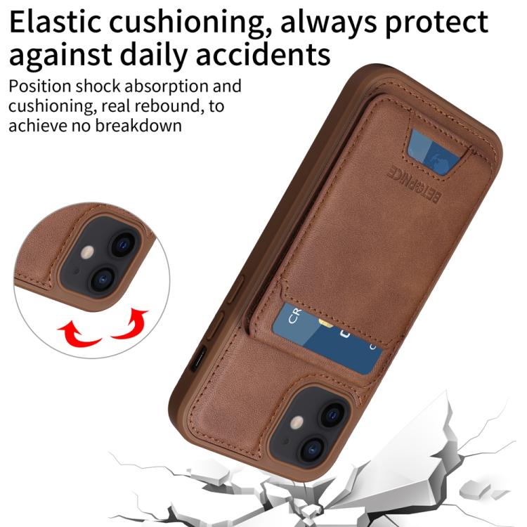 For iPhone 12 / 12 Pro BETOPNICE Vertical Flip Detachable MagSafe Wallet Phone Case(Brown) - iPhone 12 / 12 Pro Cases by BETOPNICE | Online Shopping UK | buy2fix