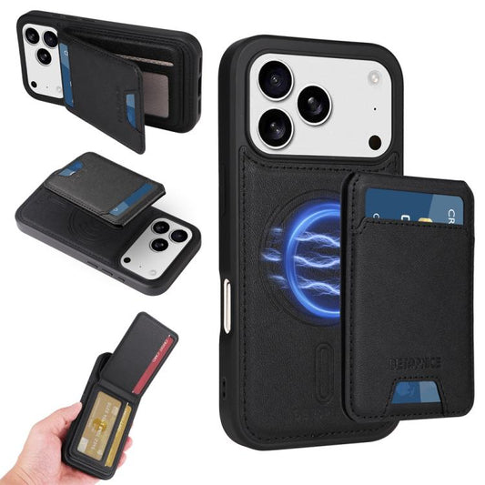 For iPhone 17 Pro BETOPNICE Vertical Flip Detachable MagSafe Wallet Phone Case(Black) - iPhone 17 Pro Cases by BETOPNICE | Online Shopping UK | buy2fix