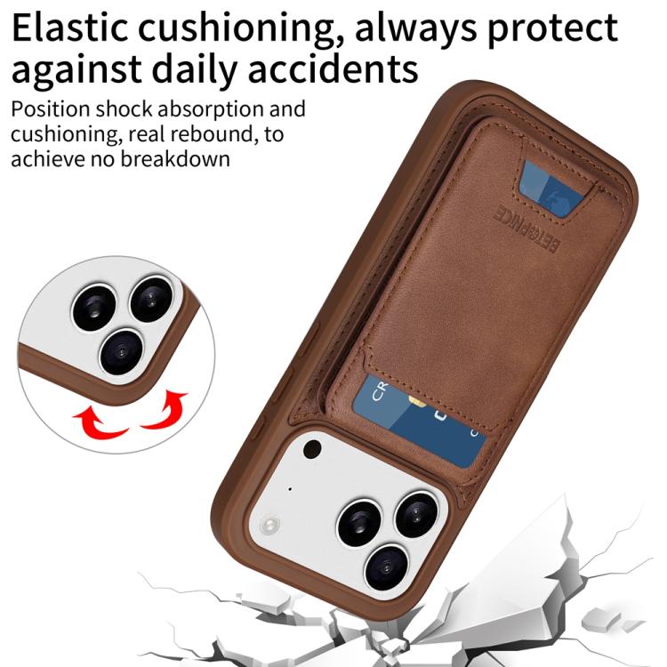 For iPhone 17 Pro BETOPNICE Vertical Flip Detachable MagSafe Wallet Phone Case(Brown) - iPhone 17 Pro Cases by BETOPNICE | Online Shopping UK | buy2fix