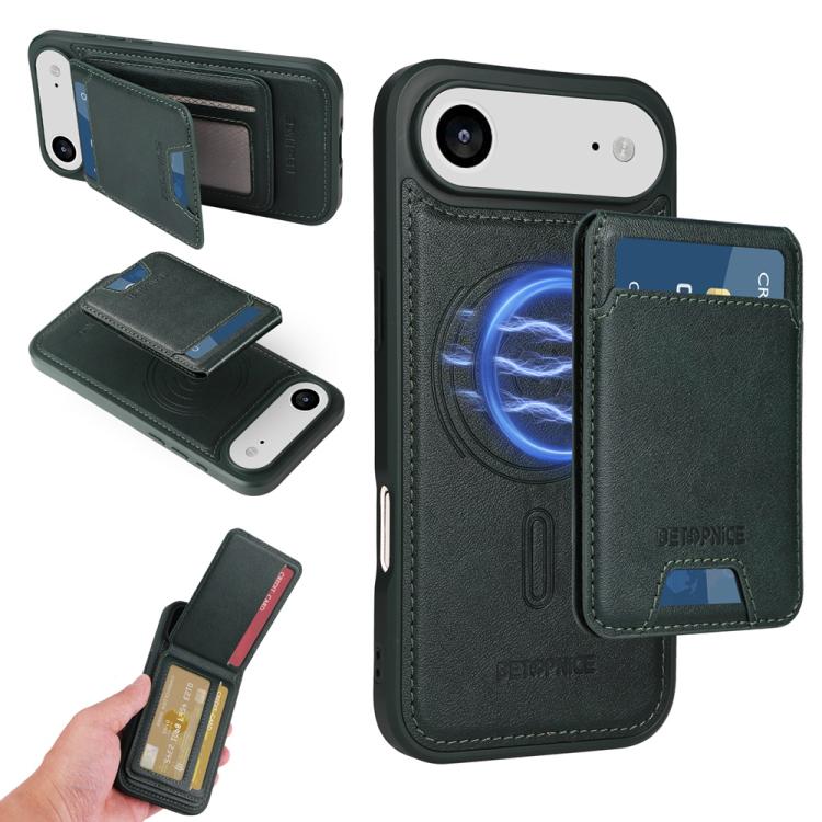 For iPhone Air BETOPNICE Vertical Flip Detachable MagSafe Wallet Phone Case(Green) - iPhone Air Cases by BETOPNICE | Online Shopping UK | buy2fix