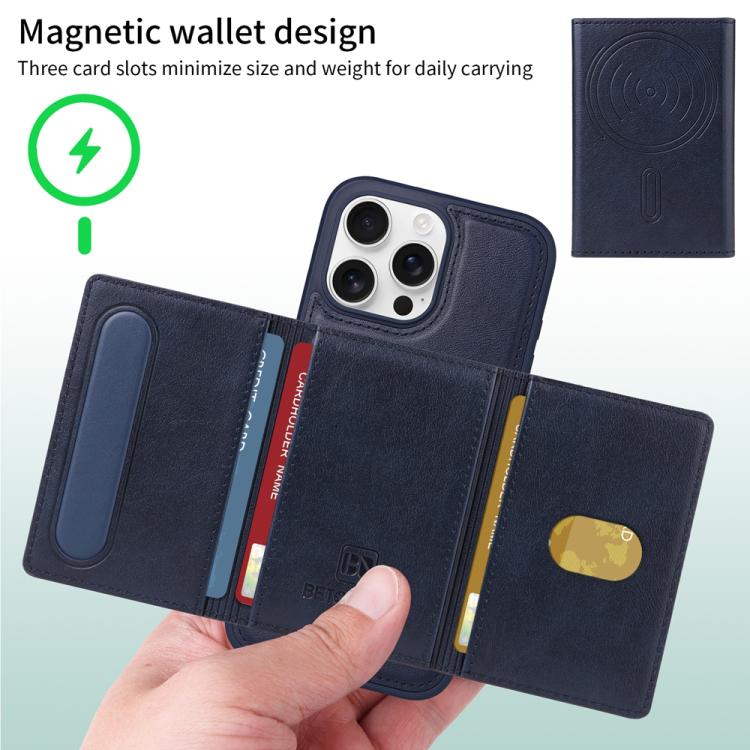 For iPhone 16 Pro Max BETOPNICE Horizontal Flip Detachable MagSafe Wallet Phone Case(Blue) - iPhone 16 Pro Max Cases by BETOPNICE | Online Shopping UK | buy2fix