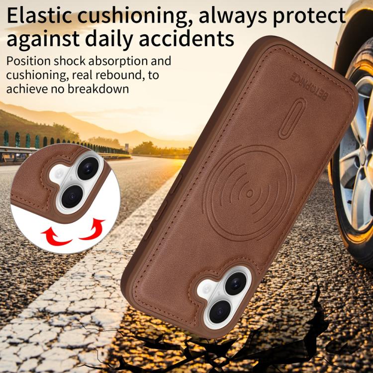For iPhone 16 BETOPNICE Horizontal Flip Detachable MagSafe Wallet Phone Case(Brown) - iPhone 16 Cases by BETOPNICE | Online Shopping UK | buy2fix