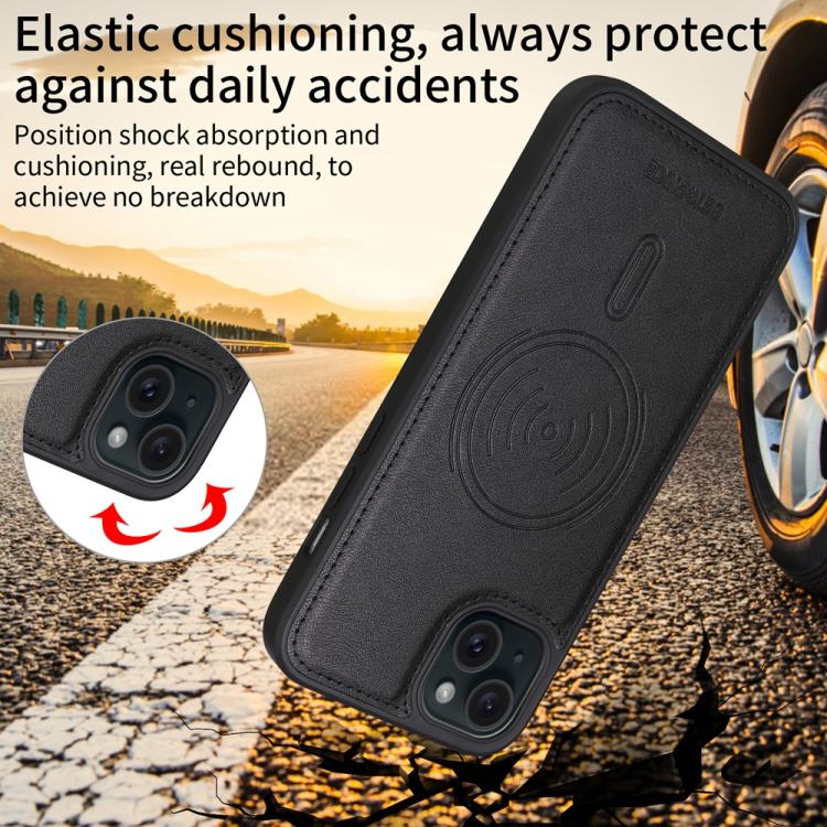 For iPhone 15 Plus BETOPNICE Horizontal Flip Detachable MagSafe Wallet Phone Case(Black) - iPhone 15 Plus Cases by BETOPNICE | Online Shopping UK | buy2fix