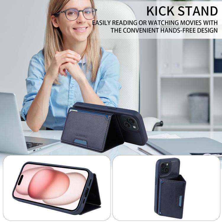 For iPhone 15 BETOPNICE Horizontal Flip Detachable MagSafe Wallet Phone Case(Blue) - iPhone 15 Cases by BETOPNICE | Online Shopping UK | buy2fix