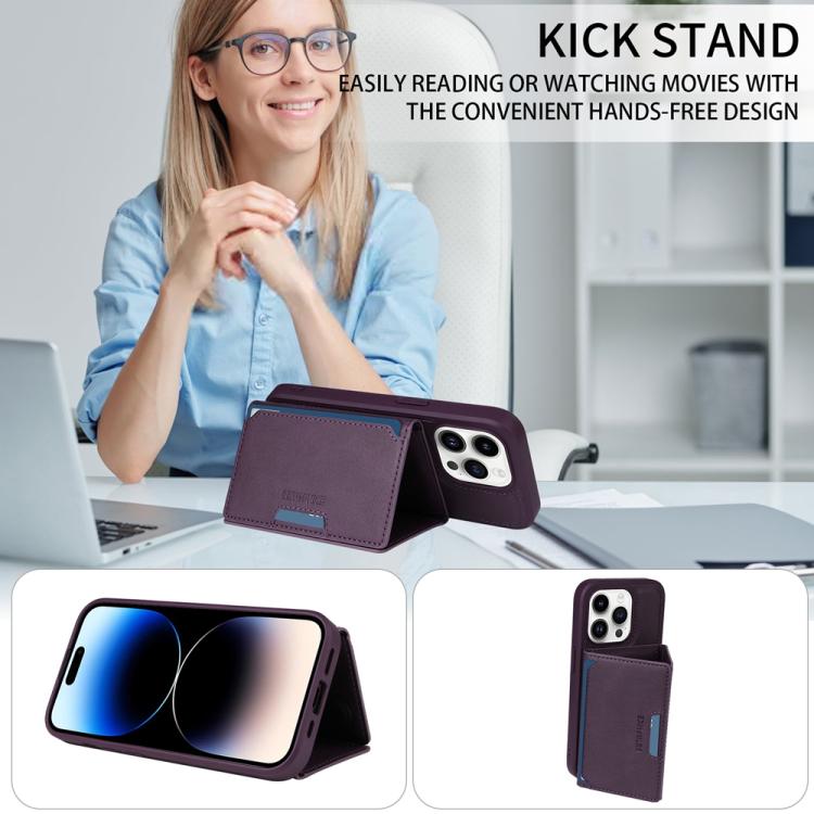 For iPhone 14 Pro BETOPNICE Horizontal Flip Detachable MagSafe Wallet Phone Case(Purple) - iPhone 14 Pro Cases by BETOPNICE | Online Shopping UK | buy2fix
