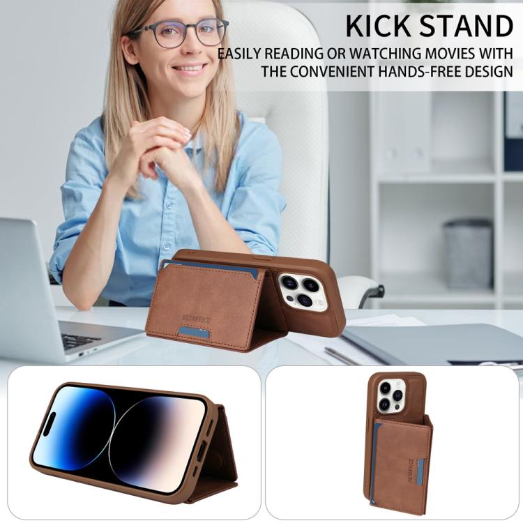 For iPhone 14 Pro BETOPNICE Horizontal Flip Detachable MagSafe Wallet Phone Case(Brown) - iPhone 14 Pro Cases by BETOPNICE | Online Shopping UK | buy2fix