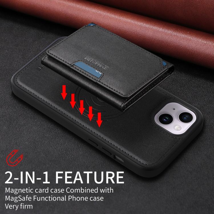 For iPhone 14 Plus BETOPNICE Horizontal Flip Detachable MagSafe Wallet Phone Case(Black) - iPhone 14 Plus Cases by BETOPNICE | Online Shopping UK | buy2fix