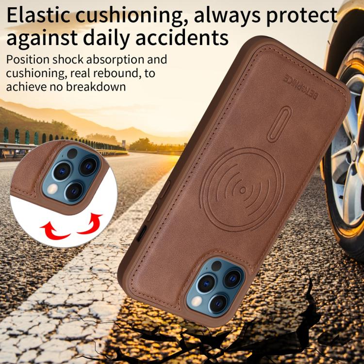 For iPhone 12 Pro Max BETOPNICE Horizontal Flip Detachable MagSafe Wallet Phone Case(Brown) - iPhone 12 Pro Max Cases by BETOPNICE | Online Shopping UK | buy2fix