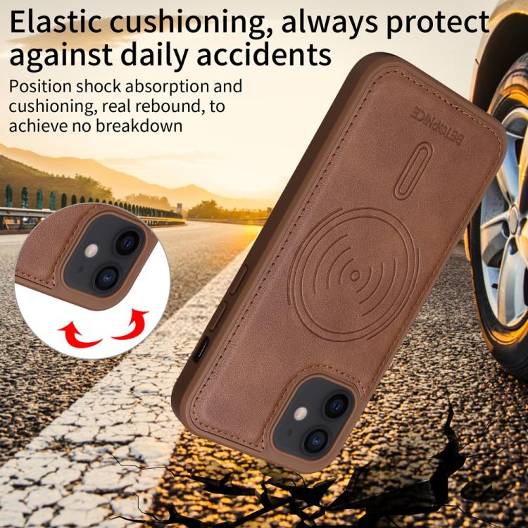 For iPhone 12 / 12 Pro BETOPNICE Horizontal Flip Detachable MagSafe Wallet Phone Case(Brown) - iPhone 12 / 12 Pro Cases by BETOPNICE | Online Shopping UK | buy2fix