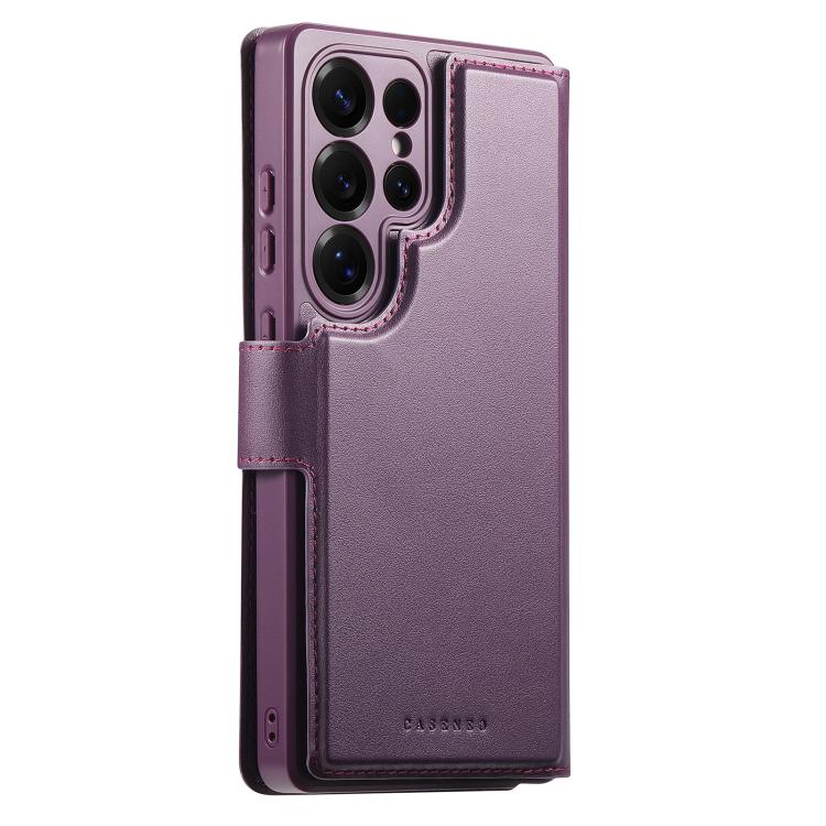 For Samsung Galaxy S25 Ultra 5G CaseNeo Finger Grip Strap MagSafe Leather Phone Case(Purple) - Galaxy S25 Ultra 5G Cases by CaseNeo | Online Shopping UK | buy2fix
