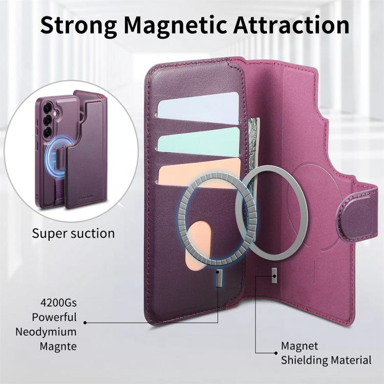 For Samsung Galaxy S25 / S24 5G CaseNeo Finger Grip Strap MagSafe Leather Phone Case(Purple) - Galaxy S25 5G Cases by CaseNeo | Online Shopping UK | buy2fix