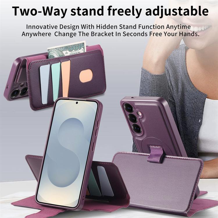For Samsung Galaxy S25 / S24 5G CaseNeo Finger Grip Strap MagSafe Leather Phone Case(Purple) - Galaxy S25 5G Cases by CaseNeo | Online Shopping UK | buy2fix