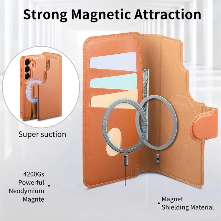 For Samsung Galaxy S25+ / S24+ 5G CaseNeo Finger Grip Strap MagSafe Leather Phone Case(Brown) - Galaxy S25+ 5G Cases by CaseNeo | Online Shopping UK | buy2fix