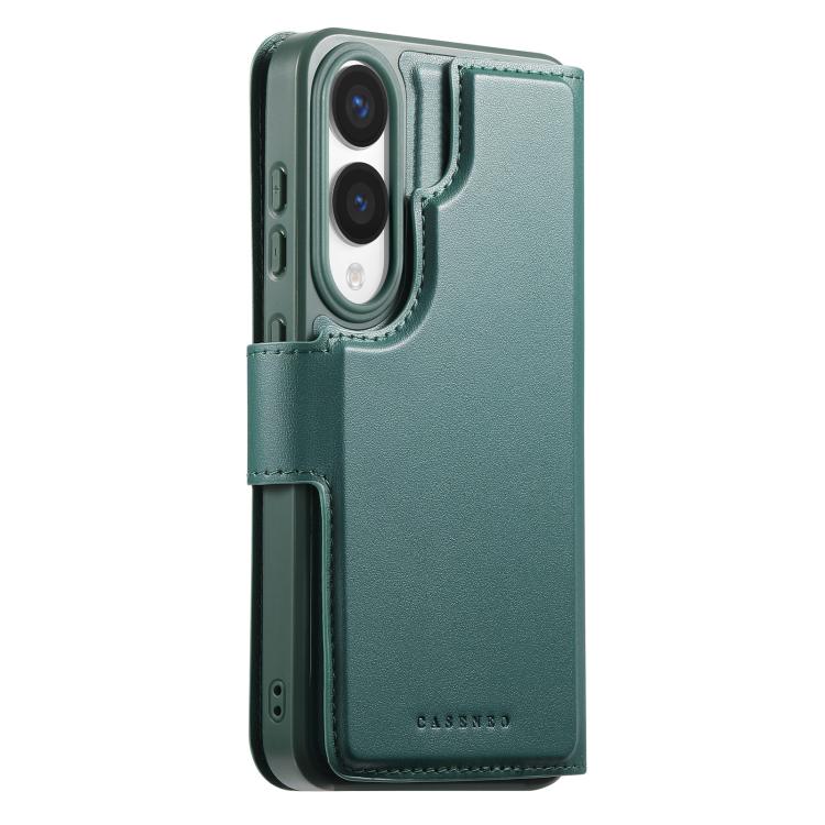 For Samsung Galaxy S25 Edge 5G CaseNeo Finger Grip Strap MagSafe Leather Phone Case(Green) - Galaxy S25 Edge 5G Cases by CaseNeo | Online Shopping UK | buy2fix