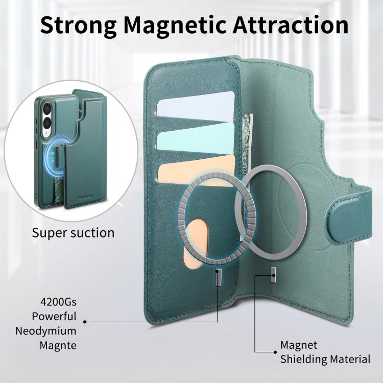 For Samsung Galaxy S25 Edge 5G CaseNeo Finger Grip Strap MagSafe Leather Phone Case(Green) - Galaxy S25 Edge 5G Cases by CaseNeo | Online Shopping UK | buy2fix