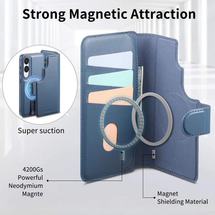 For Samsung Galaxy S25 Edge 5G CaseNeo Finger Grip Strap MagSafe Leather Phone Case(Blue) - Galaxy S25 Edge 5G Cases by CaseNeo | Online Shopping UK | buy2fix