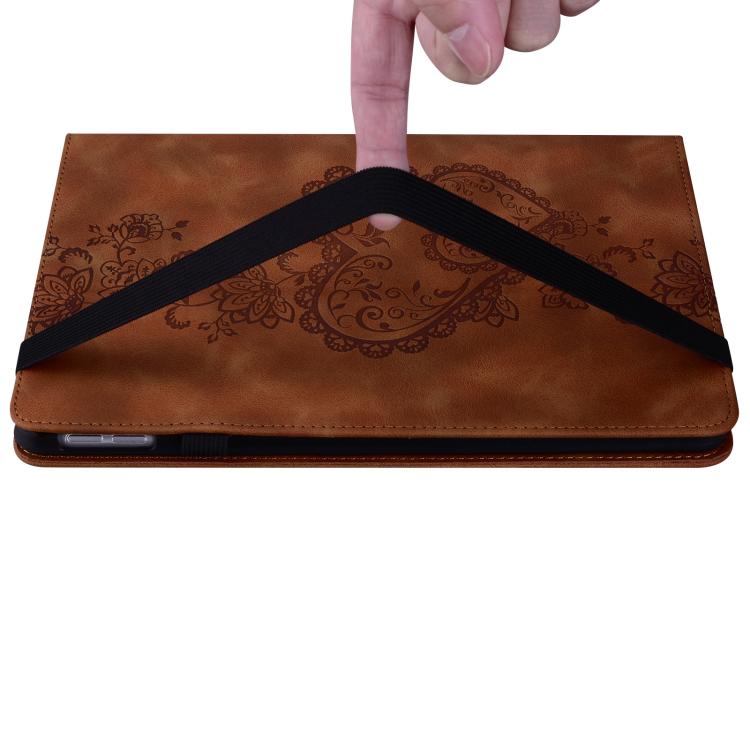For iPad Pro 11 2024 Love Hearts Embossed Leather Smart Tablet Case(Brown) - iPad Pro 11 2024 Cases by buy2fix | Online Shopping UK | buy2fix