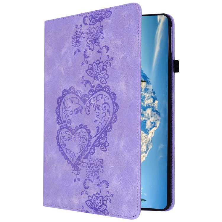 For iPad Pro 11 2024 Love Hearts Embossed Leather Smart Tablet Case(Purple) - iPad Pro 11 2024 Cases by buy2fix | Online Shopping UK | buy2fix