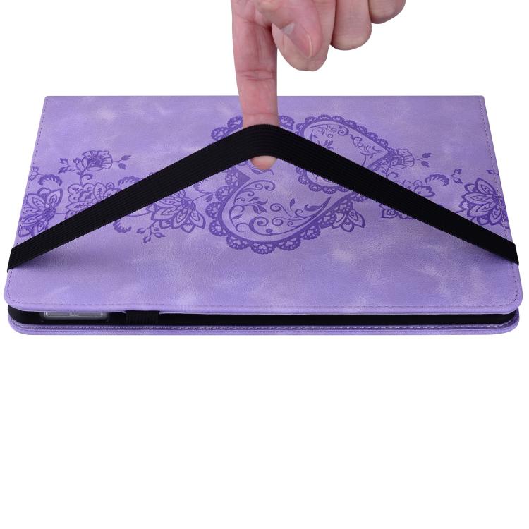 For iPad Pro 11 2024 Love Hearts Embossed Leather Smart Tablet Case(Purple) - iPad Pro 11 2024 Cases by buy2fix | Online Shopping UK | buy2fix