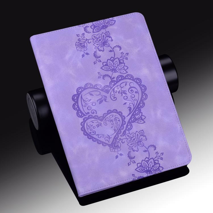 For iPad Pro 11 2024 Love Hearts Embossed Leather Smart Tablet Case(Purple) - iPad Pro 11 2024 Cases by buy2fix | Online Shopping UK | buy2fix