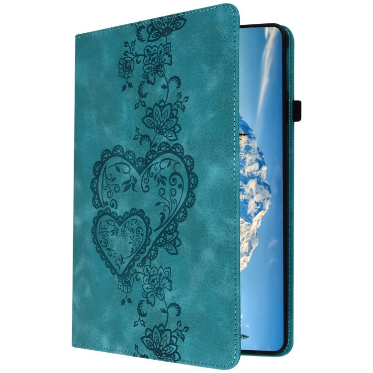 For iPad Pro 11 2024 Love Hearts Embossed Leather Smart Tablet Case(Green) - iPad Pro 11 2024 Cases by buy2fix | Online Shopping UK | buy2fix