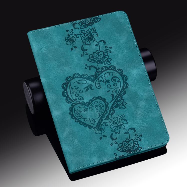 For iPad Pro 11 2024 Love Hearts Embossed Leather Smart Tablet Case(Green) - iPad Pro 11 2024 Cases by buy2fix | Online Shopping UK | buy2fix
