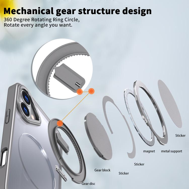For iPhone 16 Plus 360-degree Rotating MagSafe Magnetic Holder Phone Case(Titanium Grey) - iPhone 16 Plus Cases by buy2fix | Online Shopping UK | buy2fix