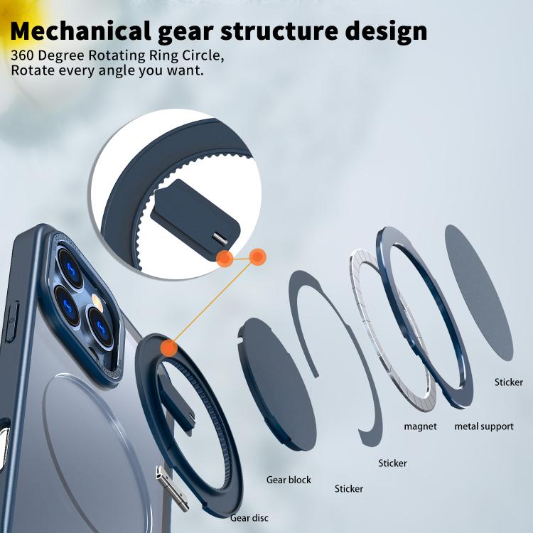 For iPhone 16 Pro 360-degree Rotating MagSafe Magnetic Holder Phone Case(Blue) - iPhone 16 Pro Cases by buy2fix | Online Shopping UK | buy2fix