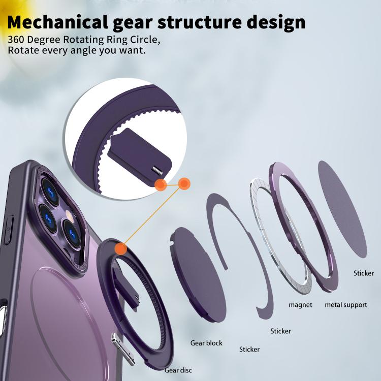 For iPhone 16 Pro Max 360-degree Rotating MagSafe Magnetic Holder Phone Case(Purple) - iPhone 16 Pro Max Cases by buy2fix | Online Shopping UK | buy2fix