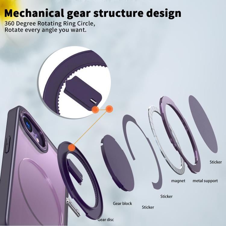 For iPhone 16e 360-degree Rotating MagSafe Magnetic Holder Phone Case(Purple) - iPhone 16e Cases by buy2fix | Online Shopping UK | buy2fix
