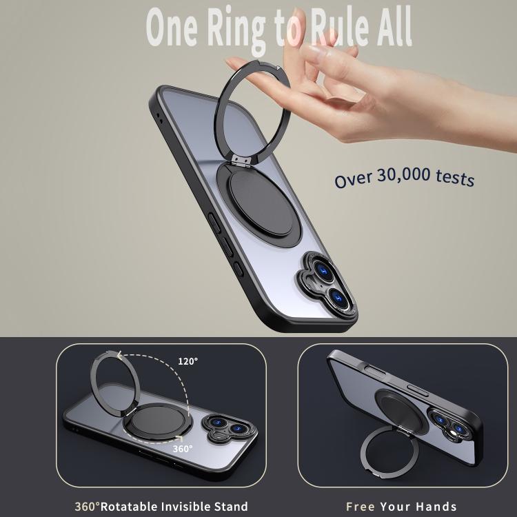 For iPhone 17 360-degree Rotating MagSafe Magnetic Holder Phone Case(Black) - iPhone 17 Cases by buy2fix | Online Shopping UK | buy2fix