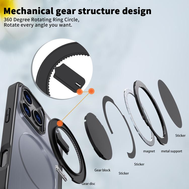 For iPhone 17 Pro 360-degree Rotating MagSafe Magnetic Holder Phone Case(Black) - iPhone 17 Pro Cases by buy2fix | Online Shopping UK | buy2fix