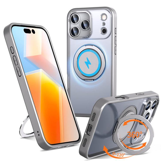 For iPhone 17 Pro Max 360-degree Rotating MagSafe Magnetic Holder Phone Case(Titanium Grey) - iPhone 17 Pro Max Cases by buy2fix | Online Shopping UK | buy2fix