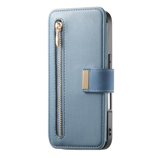 For iPhone 16 Pro Ring Zipper Wallet RFID Blocking MagSafe Leather Phone Case(Blue) - iPhone 16 Pro Cases by buy2fix | Online Shopping UK | buy2fix