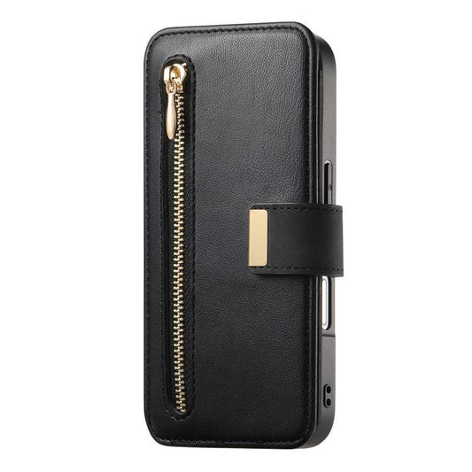 For iPhone 16 Plus Ring Zipper Wallet RFID Blocking MagSafe Leather Phone Case(Black) - iPhone 16 Plus Cases by buy2fix | Online Shopping UK | buy2fix