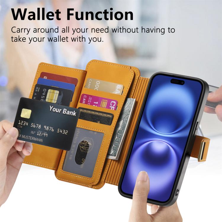 For iPhone 15 Pro Ring Zipper Wallet RFID Blocking MagSafe Leather Phone Case(Orange) - iPhone 15 Pro Cases by buy2fix | Online Shopping UK | buy2fix