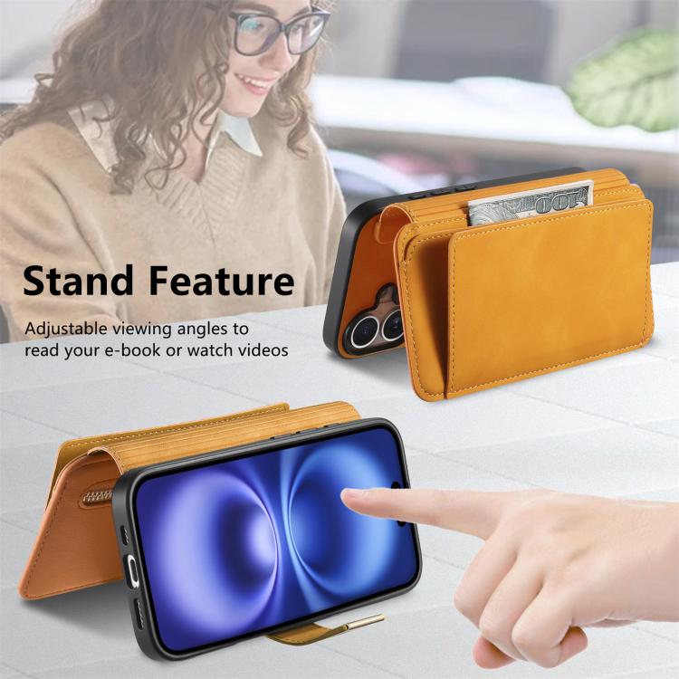 For iPhone 15 Pro Ring Zipper Wallet RFID Blocking MagSafe Leather Phone Case(Orange) - iPhone 15 Pro Cases by buy2fix | Online Shopping UK | buy2fix