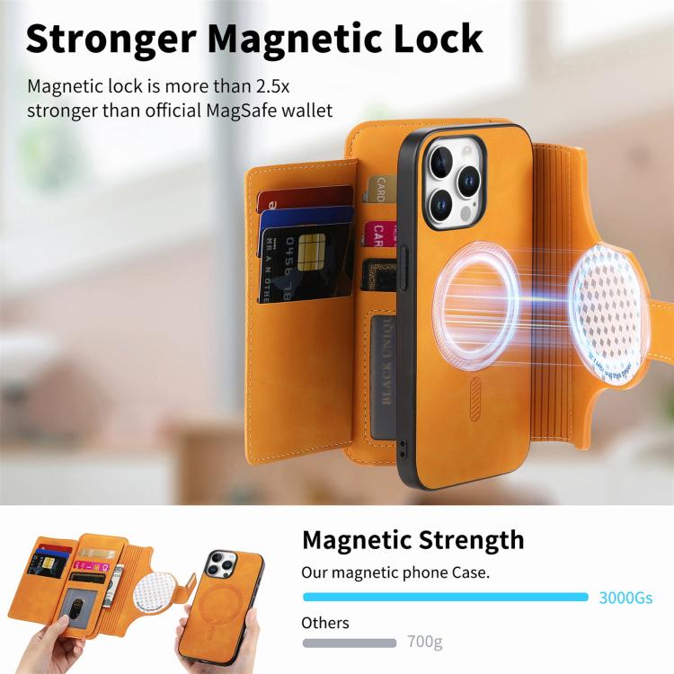 For iPhone 15 Pro Ring Zipper Wallet RFID Blocking MagSafe Leather Phone Case(Orange) - iPhone 15 Pro Cases by buy2fix | Online Shopping UK | buy2fix