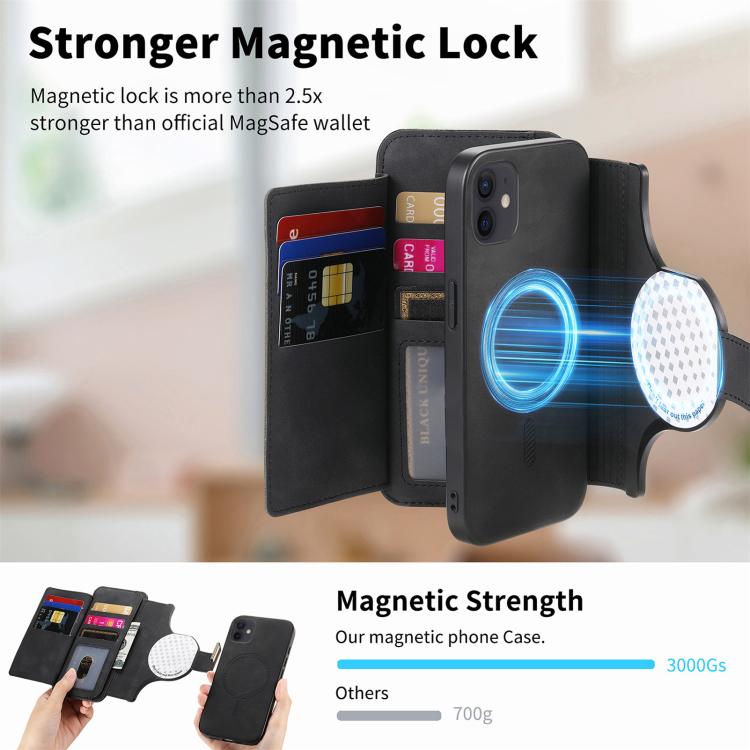 For iPhone 12 / 12 Pro Ring Zipper Wallet RFID Blocking MagSafe Leather Phone Case(Black) - iPhone 12 / 12 Pro Cases by buy2fix | Online Shopping UK | buy2fix