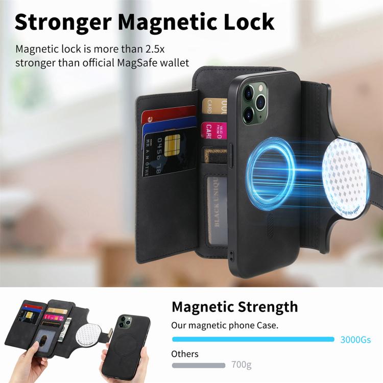 For iPhone 11 Pro Ring Zipper Wallet RFID Blocking MagSafe Leather Phone Case(Black) - iPhone 11 Pro Cases by buy2fix | Online Shopping UK | buy2fix