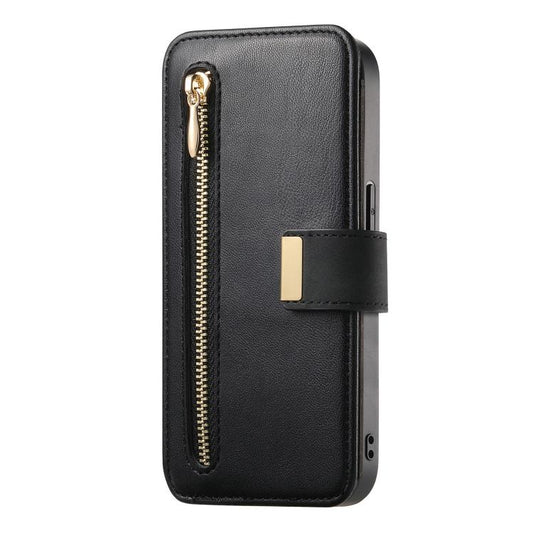 For iPhone XR Ring Zipper Wallet RFID Blocking MagSafe Leather Phone Case(Black) - More iPhone Cases by buy2fix | Online Shopping UK | buy2fix