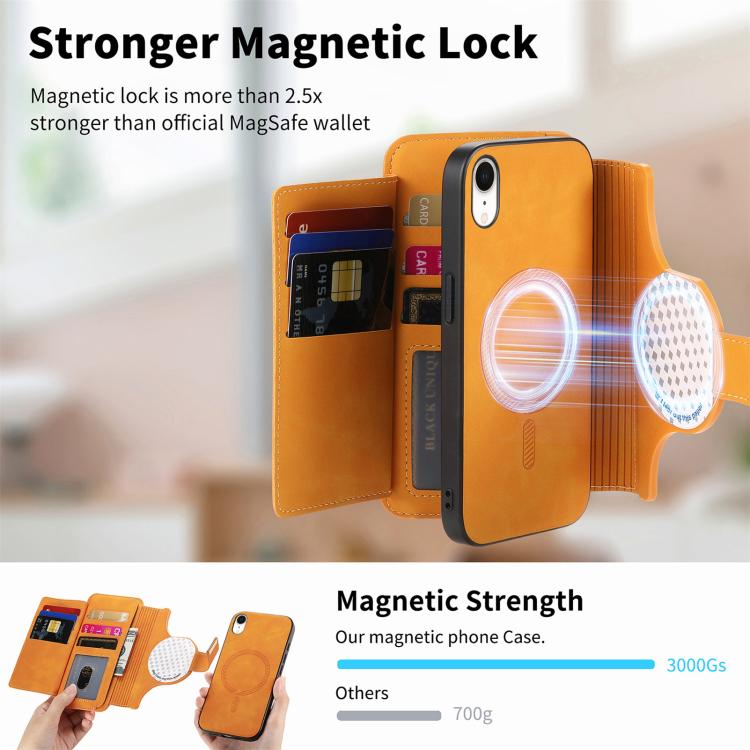 For iPhone XR Ring Zipper Wallet RFID Blocking MagSafe Leather Phone Case(Orange) - More iPhone Cases by buy2fix | Online Shopping UK | buy2fix
